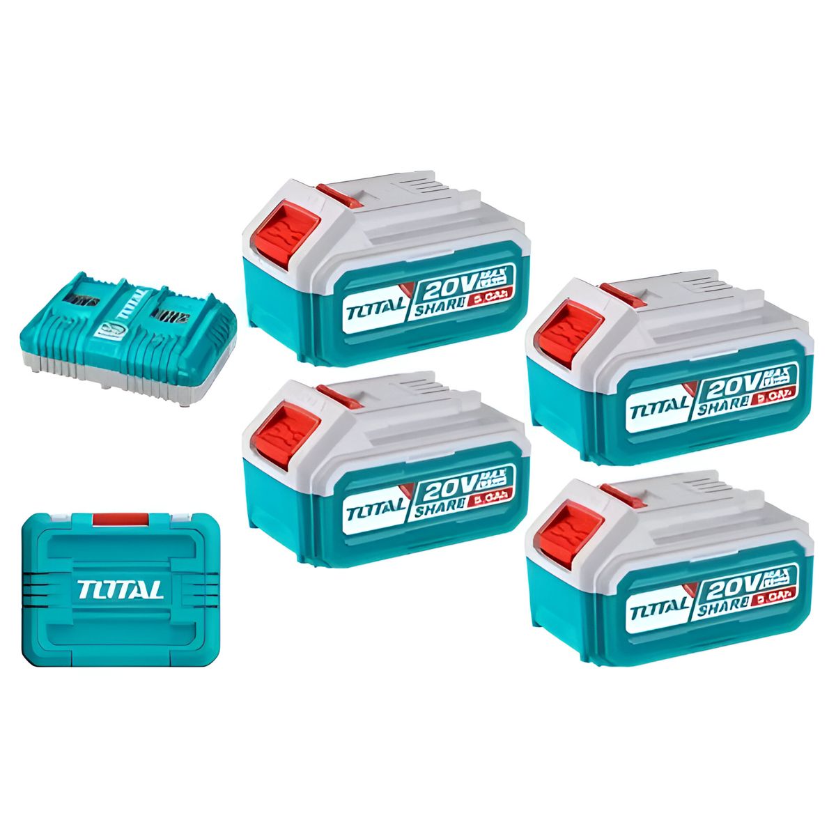 KIT DE BATERIA TOTAL TFBCLI20245 4 BATERIAS - 1 CARGADOR