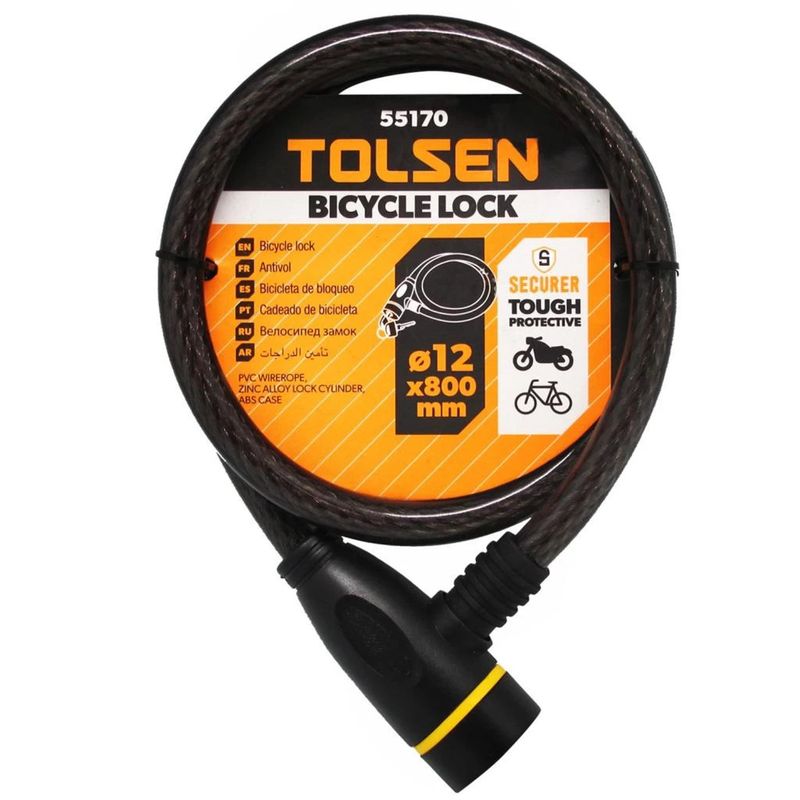 CANDADO PARA BICICLETA TOLSEN  55170 12 X 800 MM