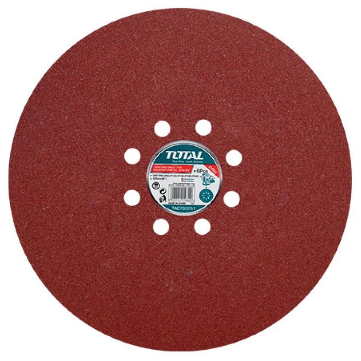 PAPEL DE LIJADORA REDONDA TOTAL TAC732251 225MM 6PZ