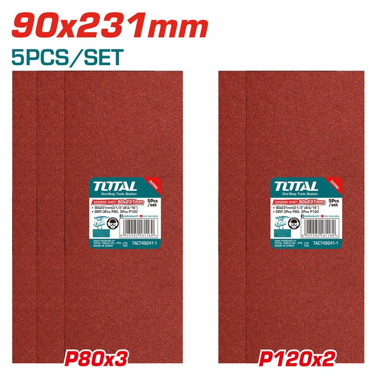 KIT DE PAPEL DE LIJADORA TOTAL TAC749241-1 5PZ