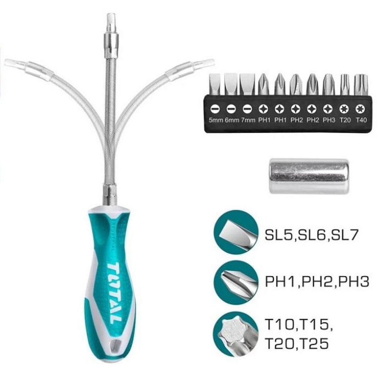 JUEGO DE DESTORNILLADOR  FLEXIBLE TOTAL THT250FL1206