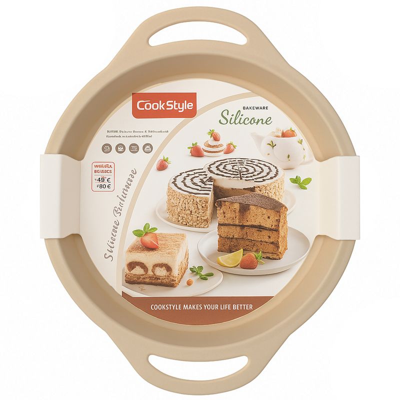 MOLDE DE SILICONA COOKSTYLE PARA TORTA COLOR CREMA 24 X 5CM