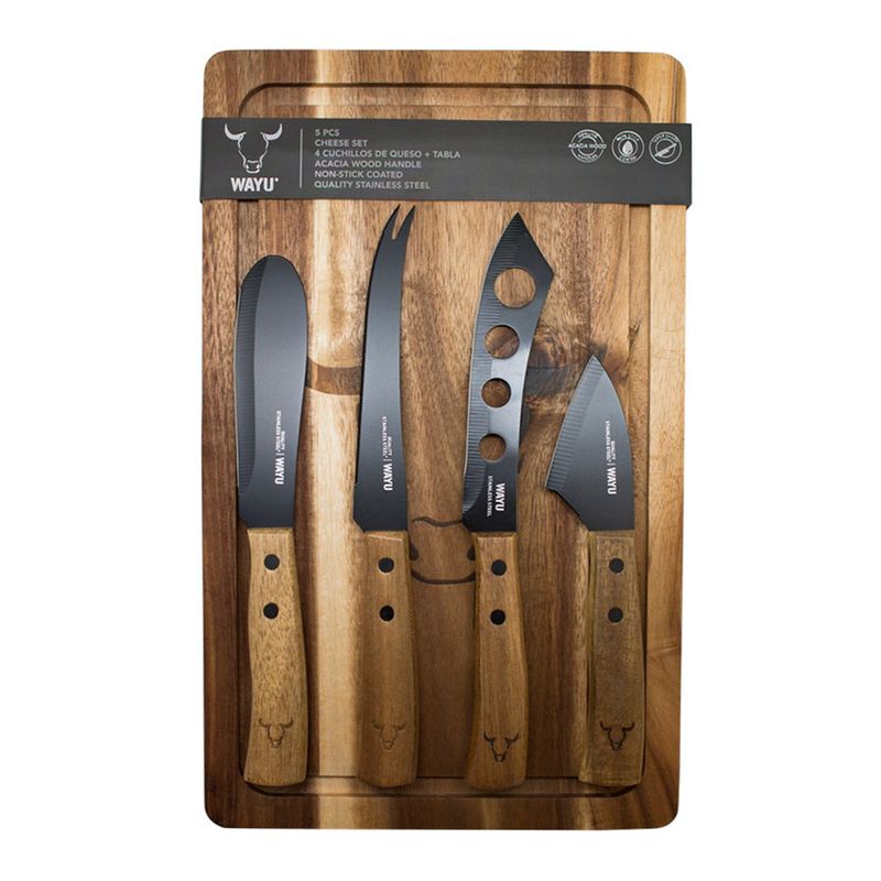 SET APERITIVO WAYU CUCHILLOS + TABLA 20X33CM