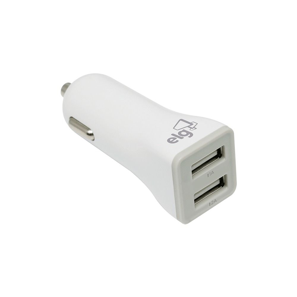 CARGADOR VEHICULAR ELG CC2S 2USB BLANCO