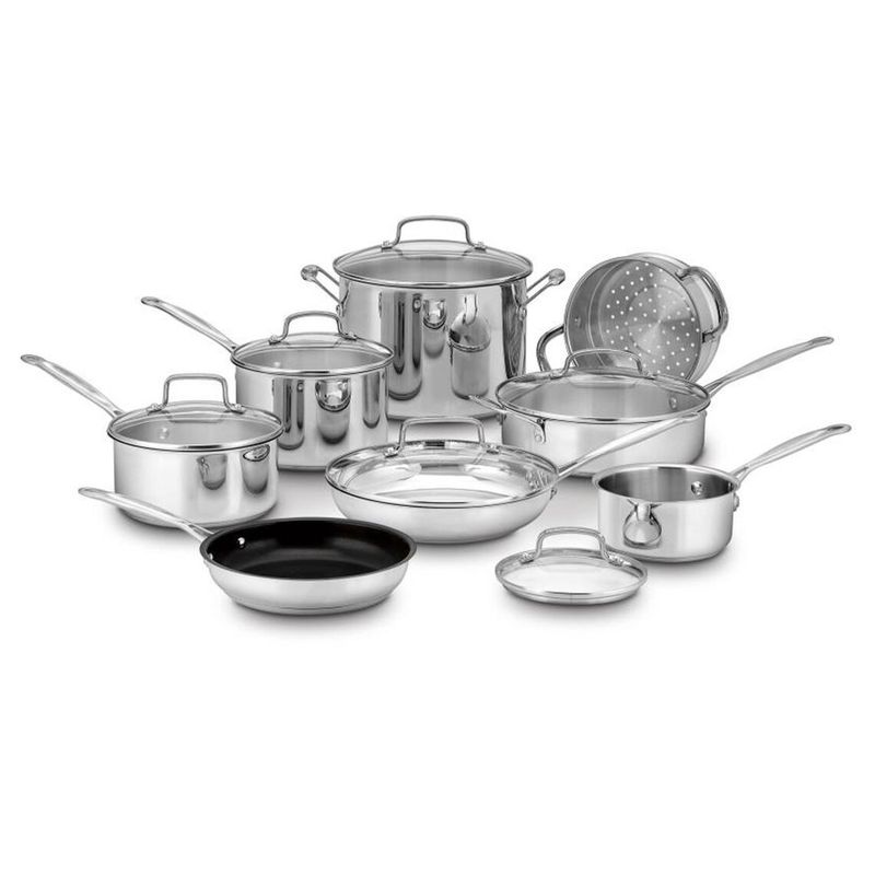 JUEGO DE OLLAS CUISINART DE ACERO INOXIDABLE INDUCCION 14PZ