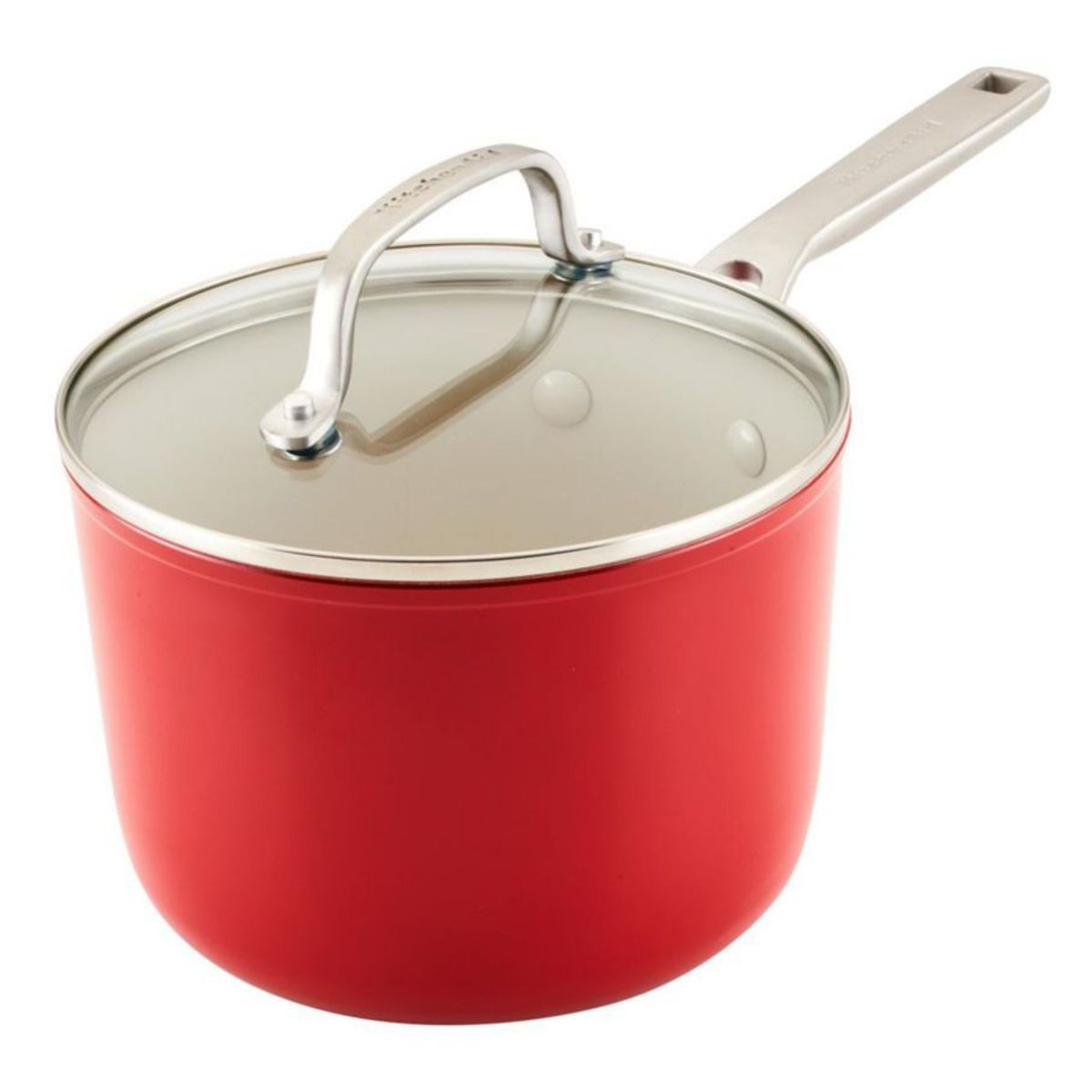 CACEROLA KITCHENAID CERAMICA CON TAPA DE VIDRIO 31CM ROJO