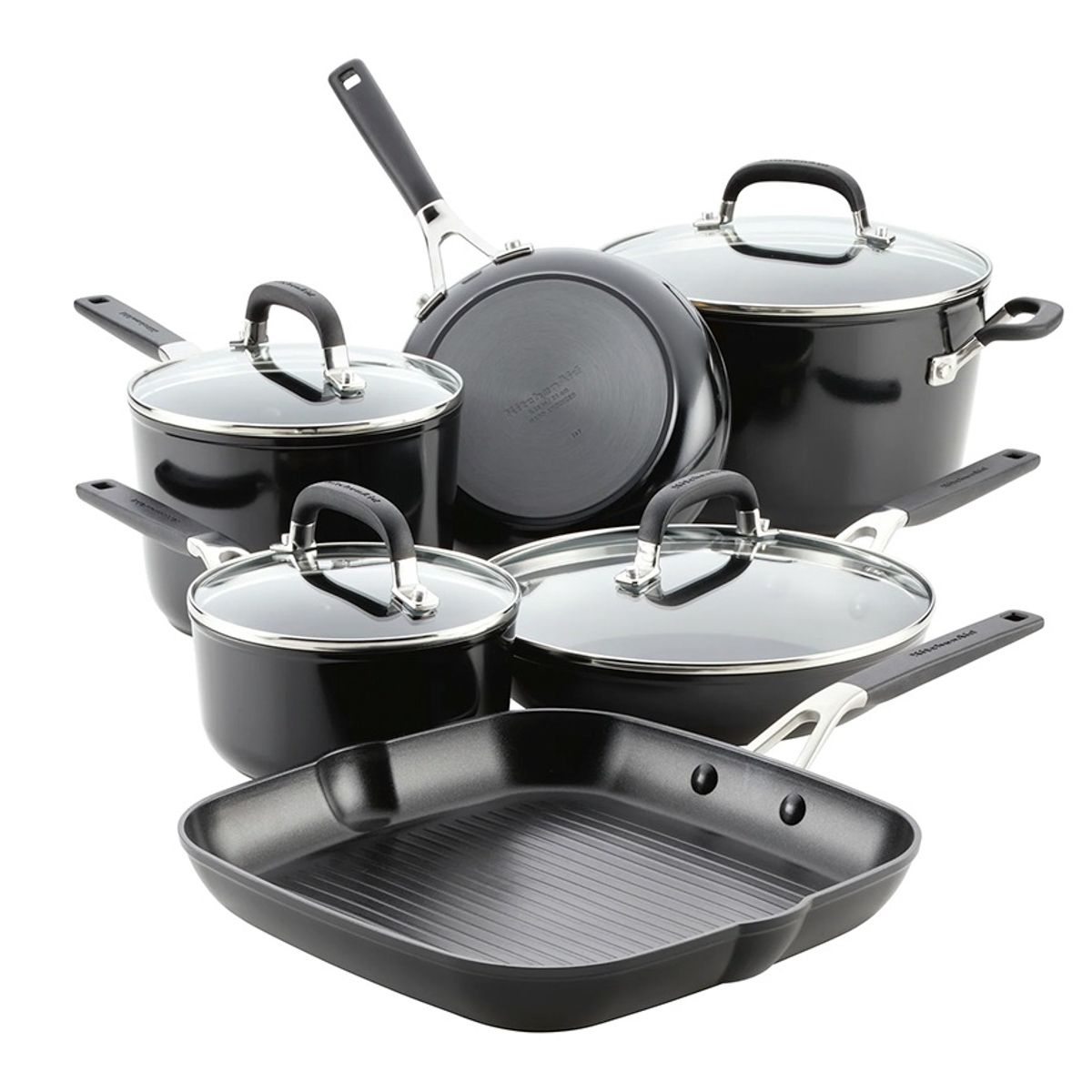 JUEGO DE OLLAS KITCHENAID ANTIADHERENTE 3 CAMADAS 10PZ NEGRO