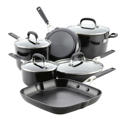 JUEGO DE OLLAS KITCHENAID ANTIADHERENTE 3 CAMADAS 10PZ NEGRO