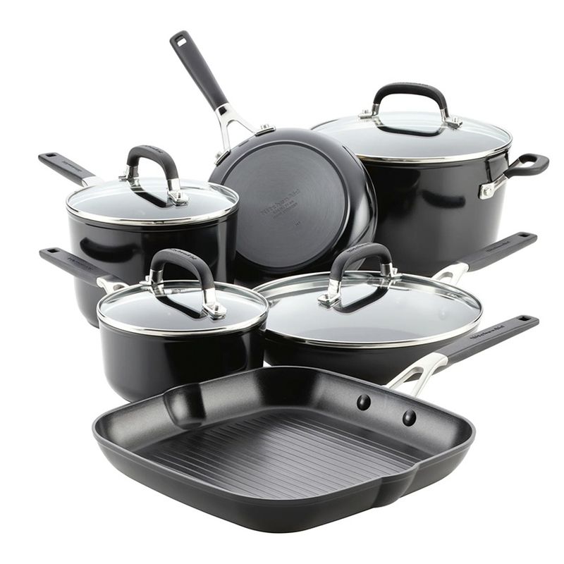JUEGO DE OLLAS KITCHENAID ANTIADHERENTE 3 CAMADAS 10PZ NEGRO