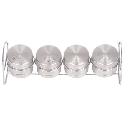 CONDIMENTERO DE ACERO INOXIDABLE CON SOPORTE 4 PIEZAS