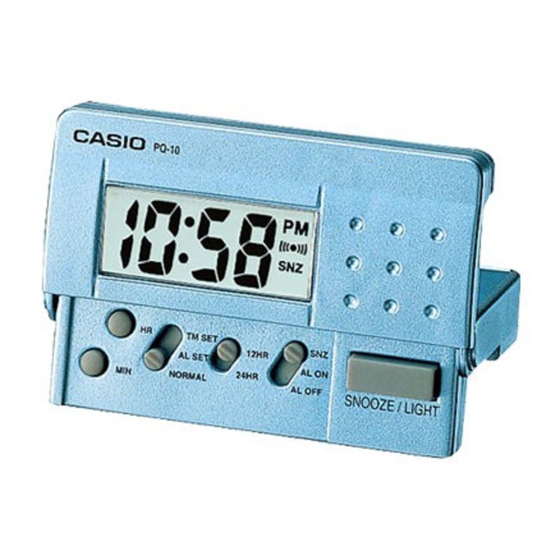 RELOJ DESPERTADOR CASIO PQ-10D-2R CELESTE