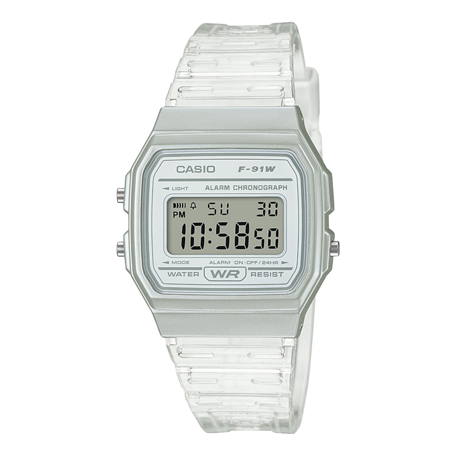 RELOJ UNISEX DIGITAL CASIO F-91WS-7 TRANSPARENTE
