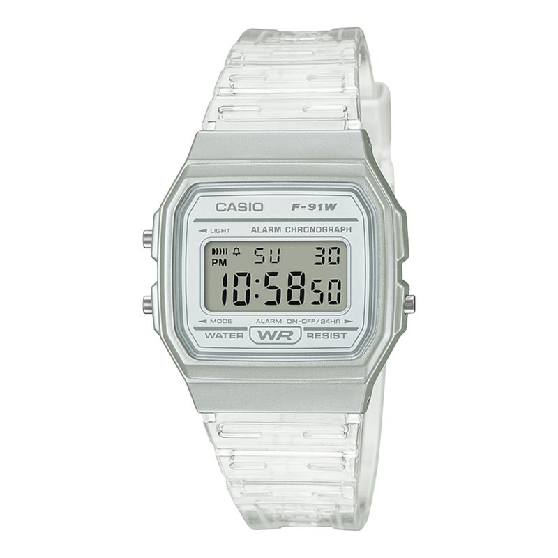 RELOJ UNISEX DIGITAL CASIO F-91WS-7 TRANSPARENTE