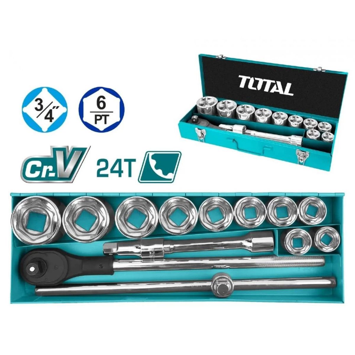 JUEGO DE HERRAMIENTAS DADOS DE 19MM 15PZ