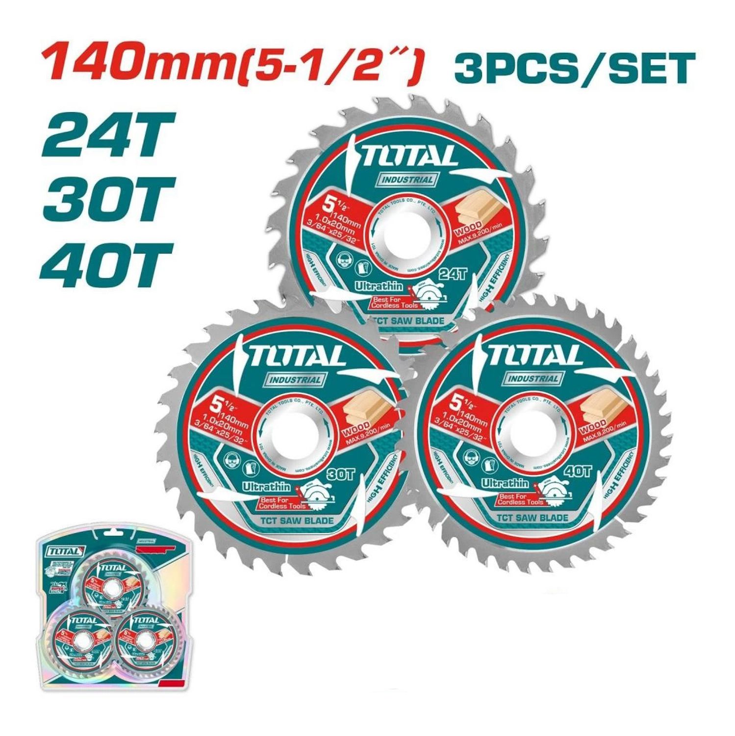 JUEGO DE DISCO TOTAL TAC236140 TCT ULTRAFINAS 3PZS