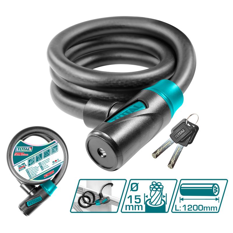CANDADO PARA BICICLETA TOTAL TBK11512 15X1200MM