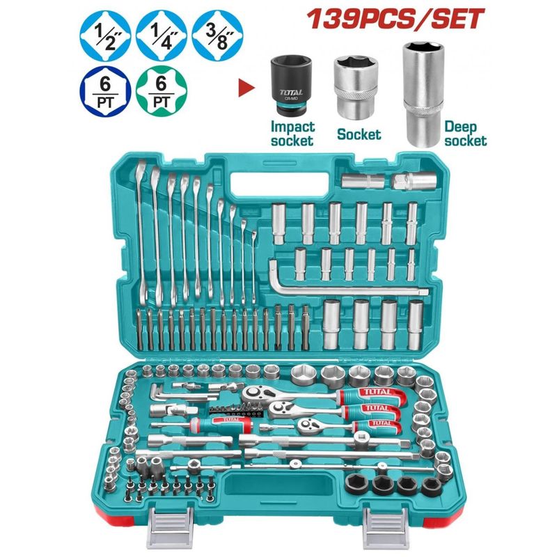 KIT DE HERRAMENTAS TOTAL THKTHP21396 139 PIEZAS