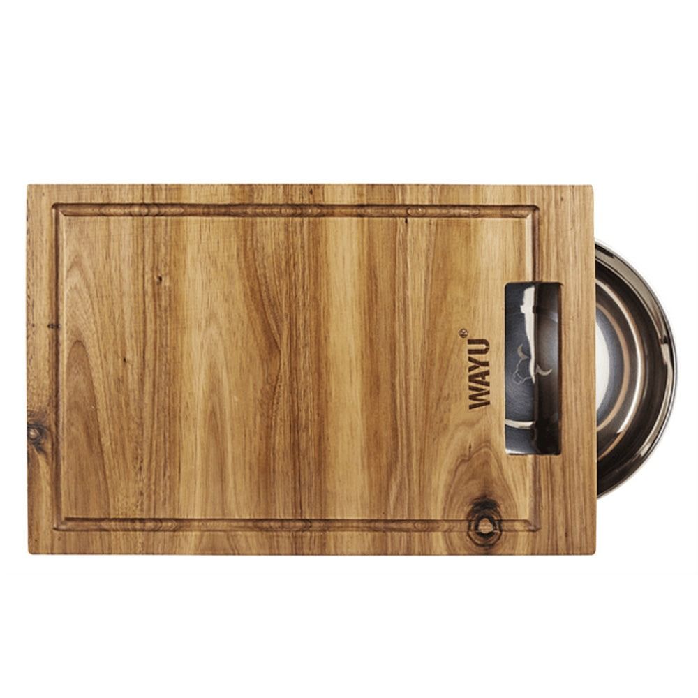 TABLA MADERA BOWL ACERO WAYU