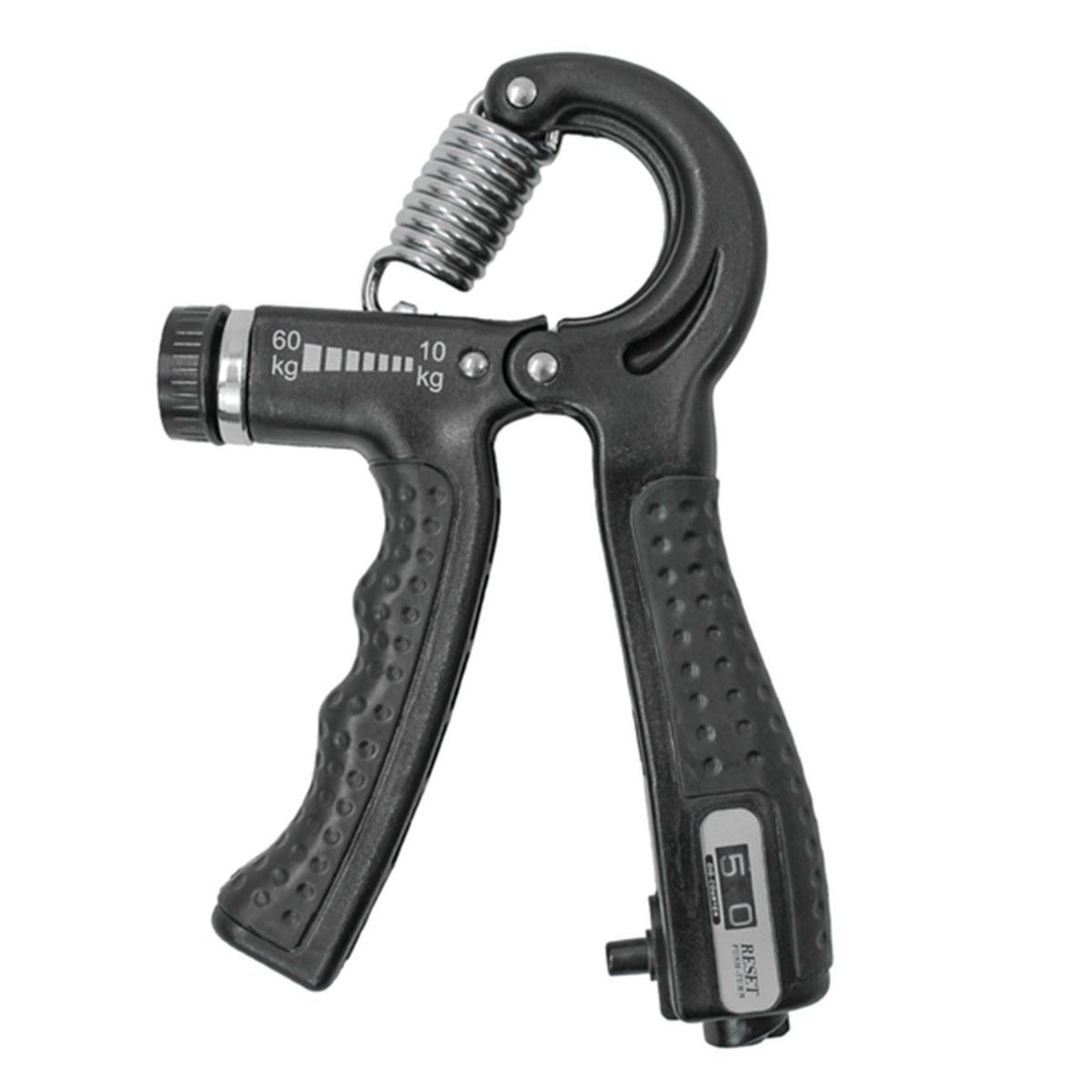 EJERCITADOR DE MANO NEGRO DE 10 A 60 KG CON CONTADOR LED 