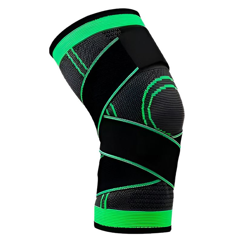 RODILLERA ELASTICA DE NYLON - NEGRO CON GRIS Y VERDE (XL)