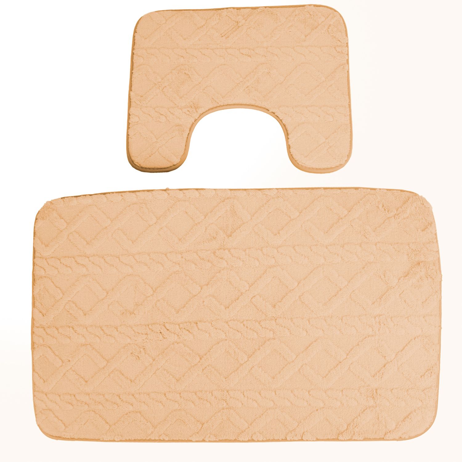 ALFOMBRA FELPUDA PARA BAÑO JUEGO DE 2 PZS - BEIGE