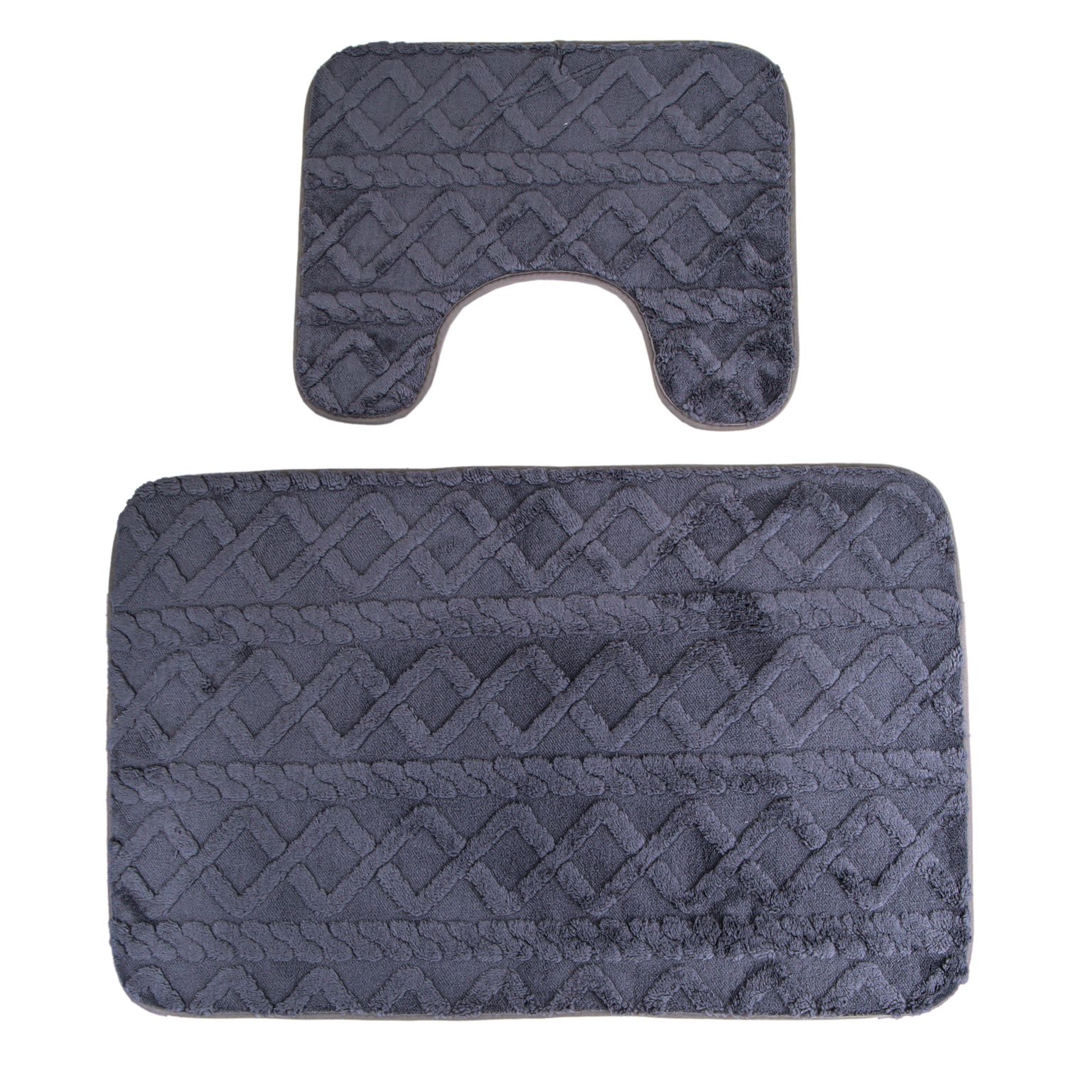 ALFOMBRA FELPUDA PARA BAÑO JUEGO DE 2 PZS - GRIS