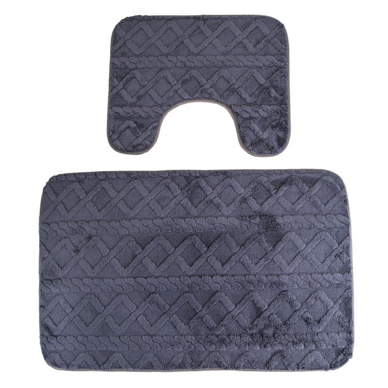 ALFOMBRA FELPUDA PARA BAÑO JUEGO DE 2 PZS - GRIS