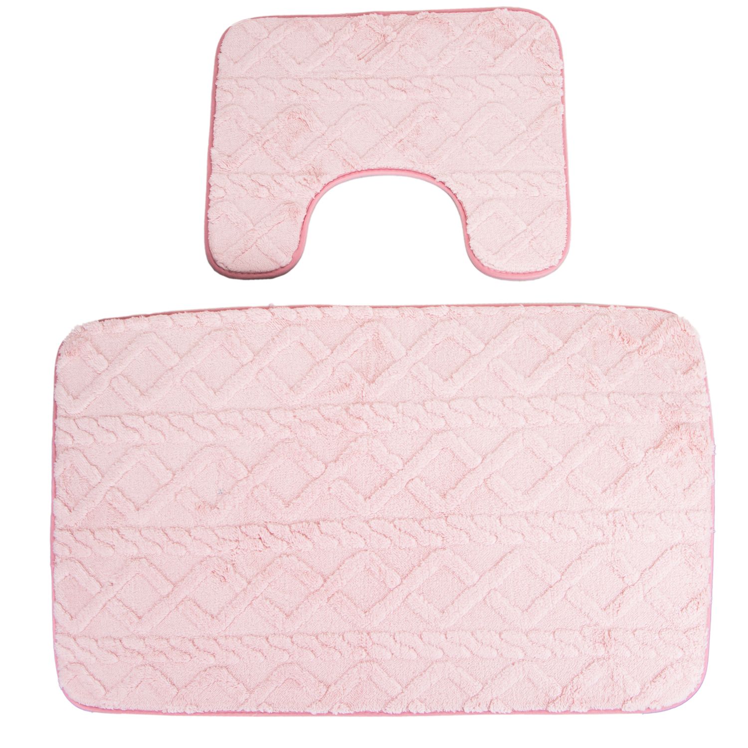 ALFOMBRA FELPUDA PARA BAÑO JUEGO DE 2 PZS - ROSA