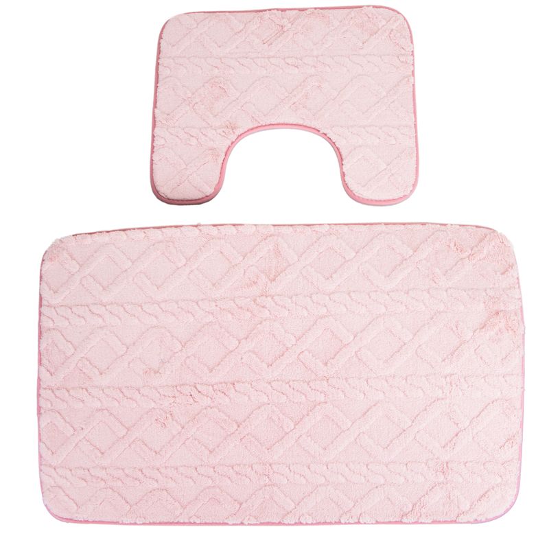 ALFOMBRA FELPUDA PARA BAÑO JUEGO DE 2 PZS - ROSA