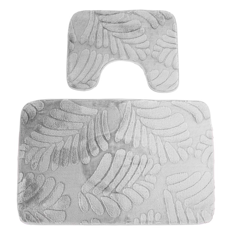 ALFOMBRA FELPUDA PARA BAÑO JUEGO DE 2 PZS - GRIS