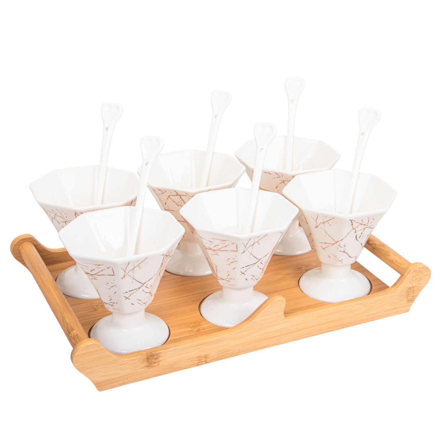 JUEGO DE COMPOTERAS DE PORCELANA 13 PZS - BLANCO