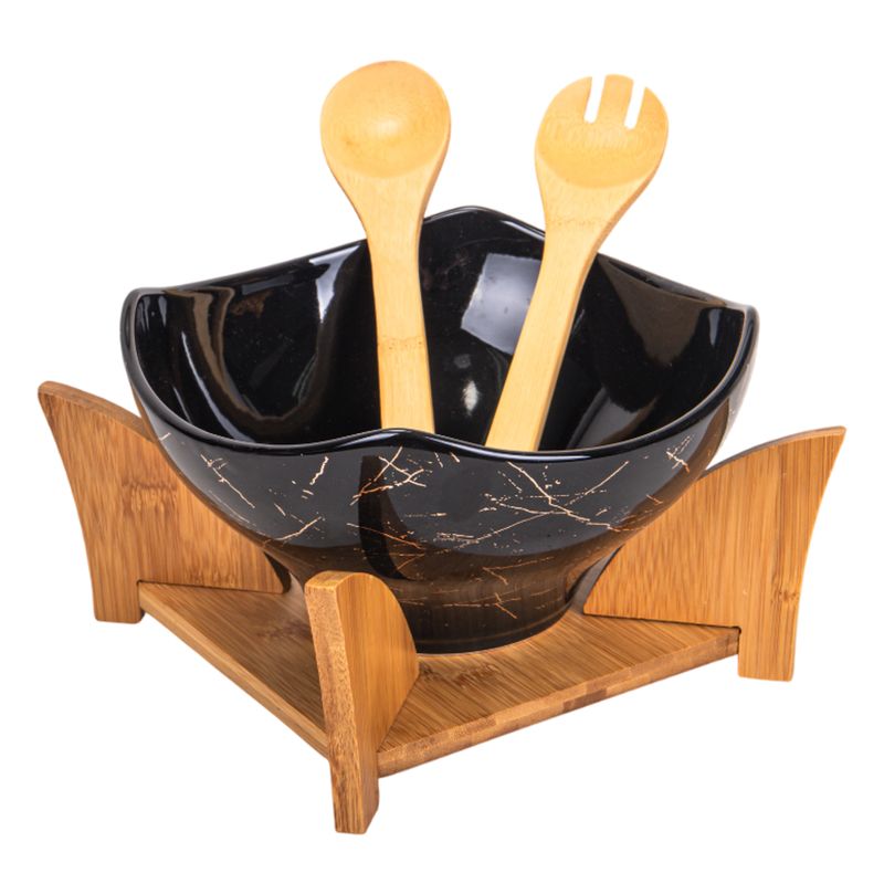ENSALADERA DE PORCELANA SET 4 PZS. 23X23X12CM NEGRO