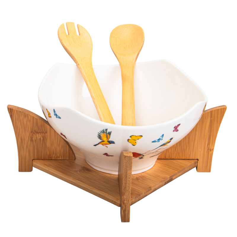 ENSALADERA DE PORCELANA SET 4 PZS. 23X23X12CM BLANCO