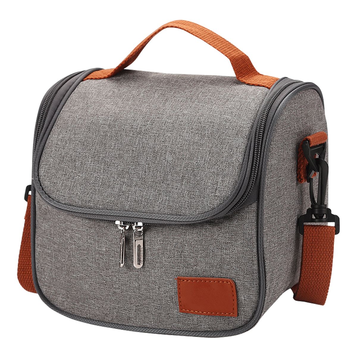 BOLSA TERMICA 22X20X15CM - GRIS CON MARRON