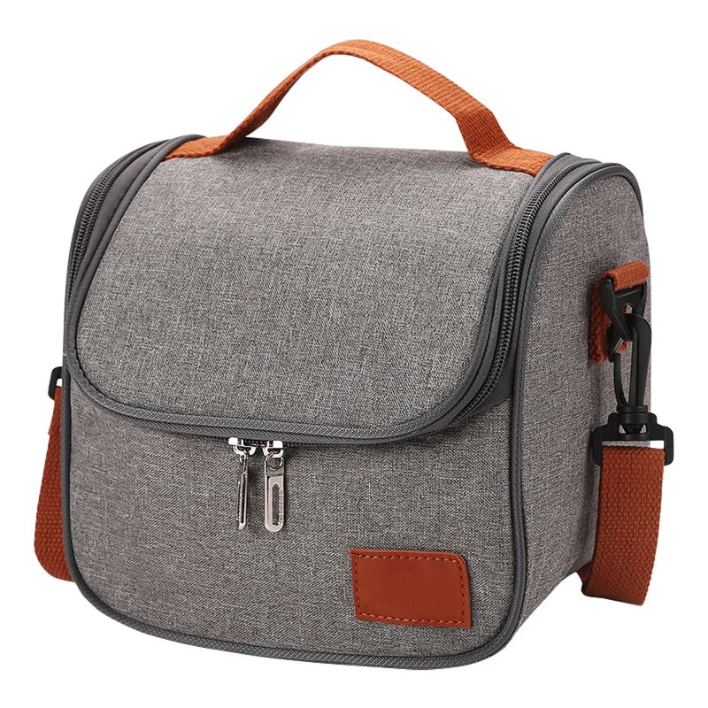BOLSA TERMICA 22X20X15CM - GRIS CON MARRON