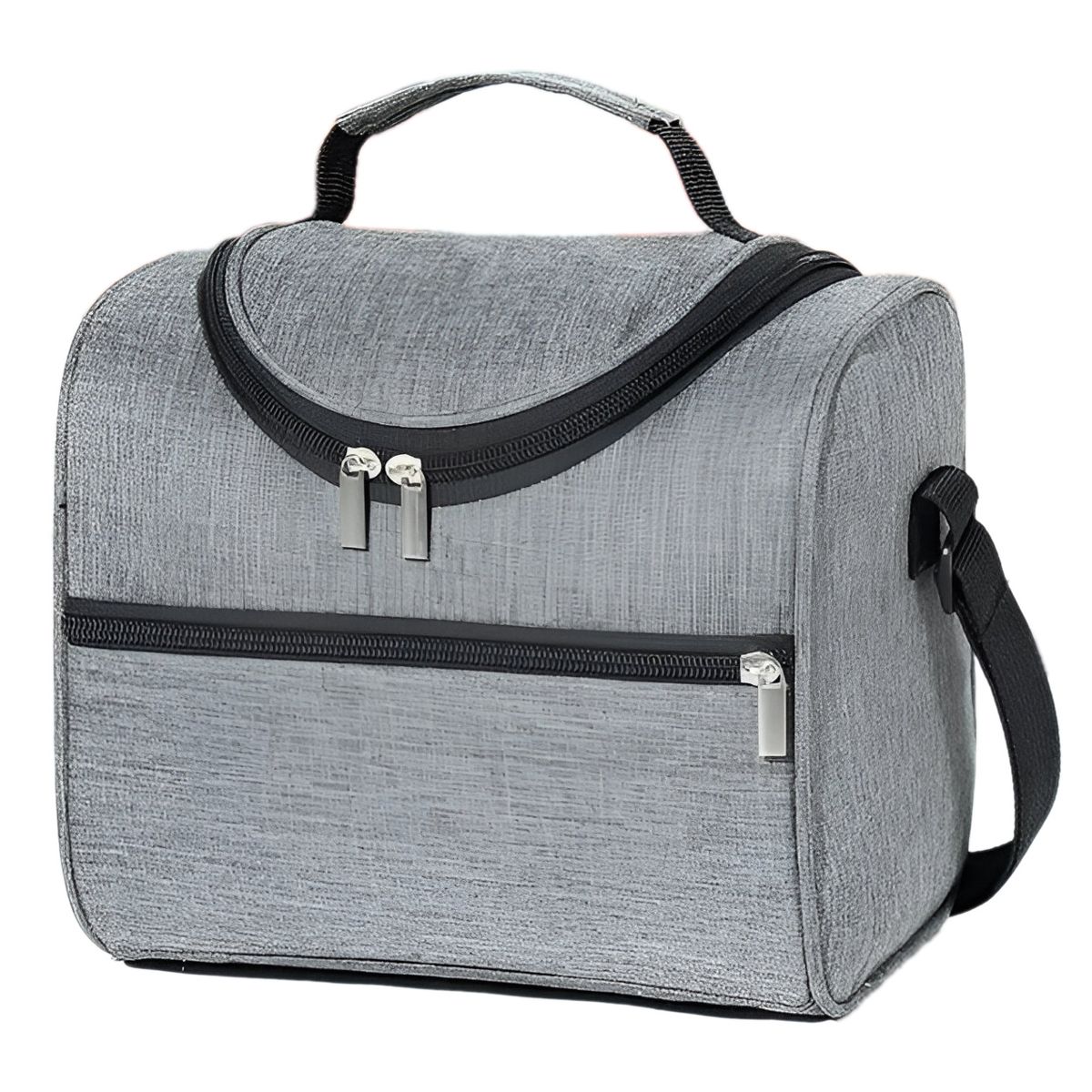 BOLSA TERMICA 21X20X16CM - GRIS CON NEGRO