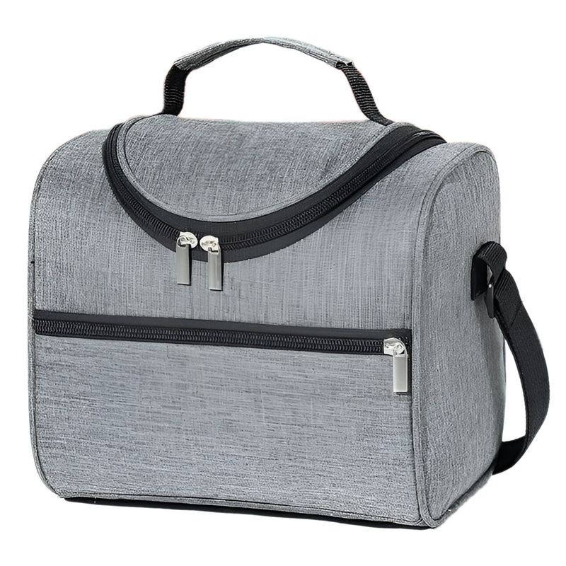 BOLSA TERMICA 21X20X16CM - GRIS CON NEGRO