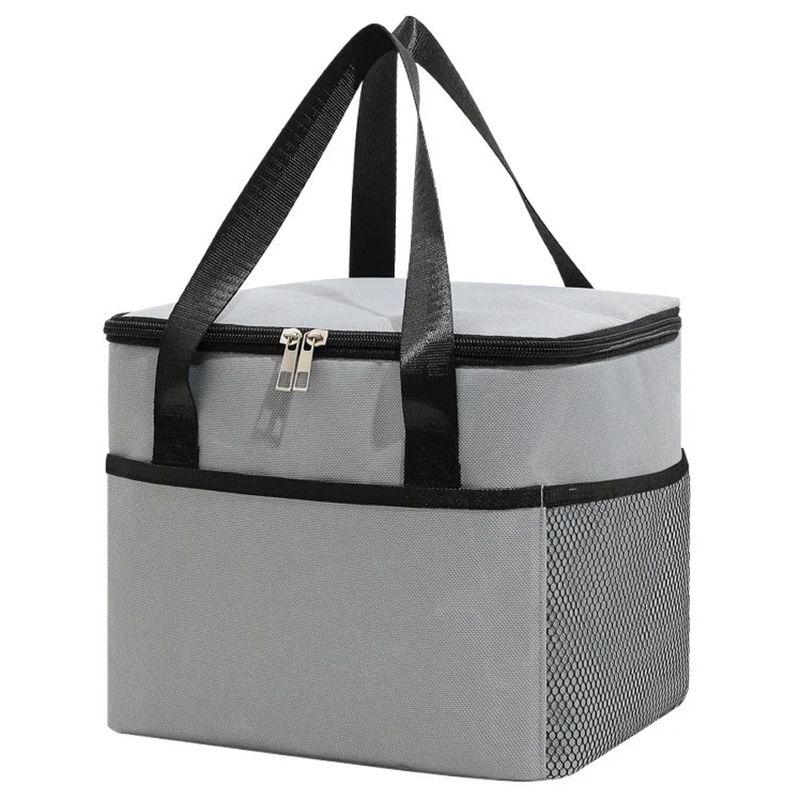 BOLSA TERMICA 24X26X19CM - GRIS CON NEGRO