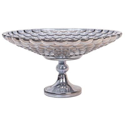 FRUTERO DECORATIVO DE VIDRIO TRANSPARENTE GRIS 36X19CM