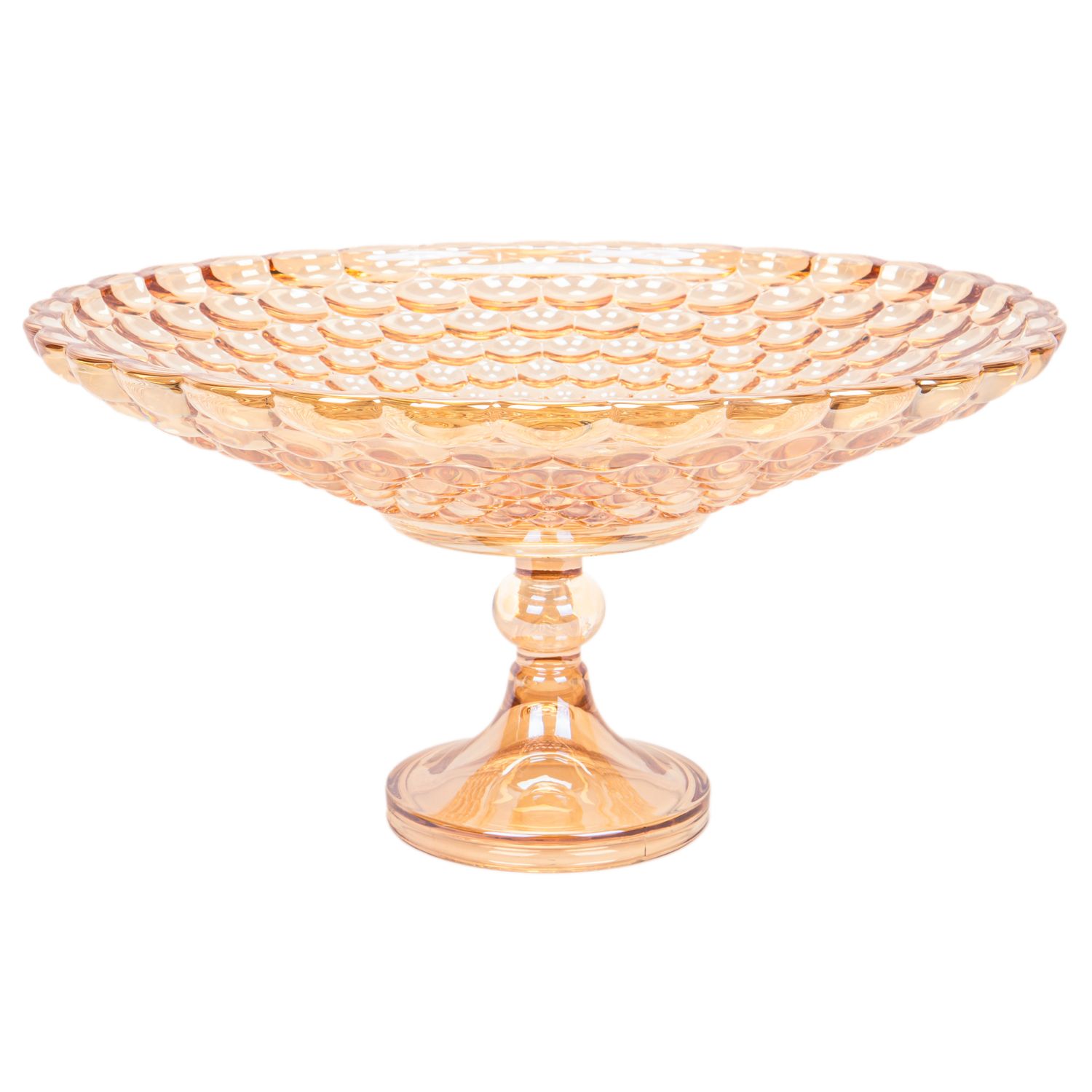 FRUTERO DECORATIVO DE VIDRIO TRANSPARENTE DORADO 36X19CM