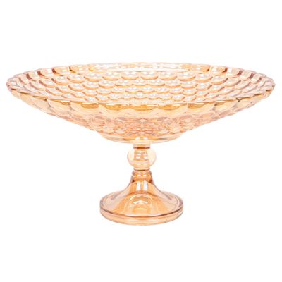 FRUTERO DECORATIVO DE VIDRIO TRANSPARENTE DORADO 36X19CM