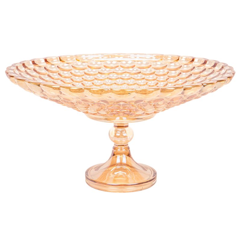 FRUTERO DECORATIVO DE VIDRIO TRANSPARENTE DORADO 36X19CM