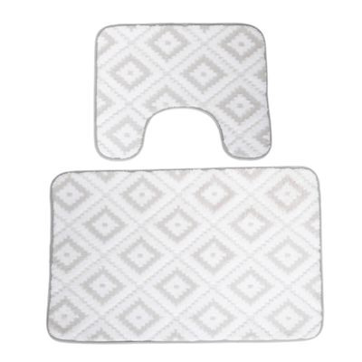 ALFOMBRA FELPUDA PARA BAÑO JUEGO DE 2 PZS - GRIS