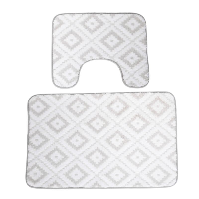 ALFOMBRA FELPUDA PARA BAÑO JUEGO DE 2 PZS - GRIS