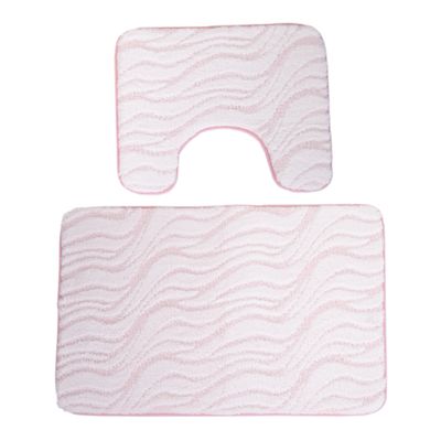 ALFOMBRA FELPUDA PARA BAÑO JUEGO DE 2 PZS - ROSA