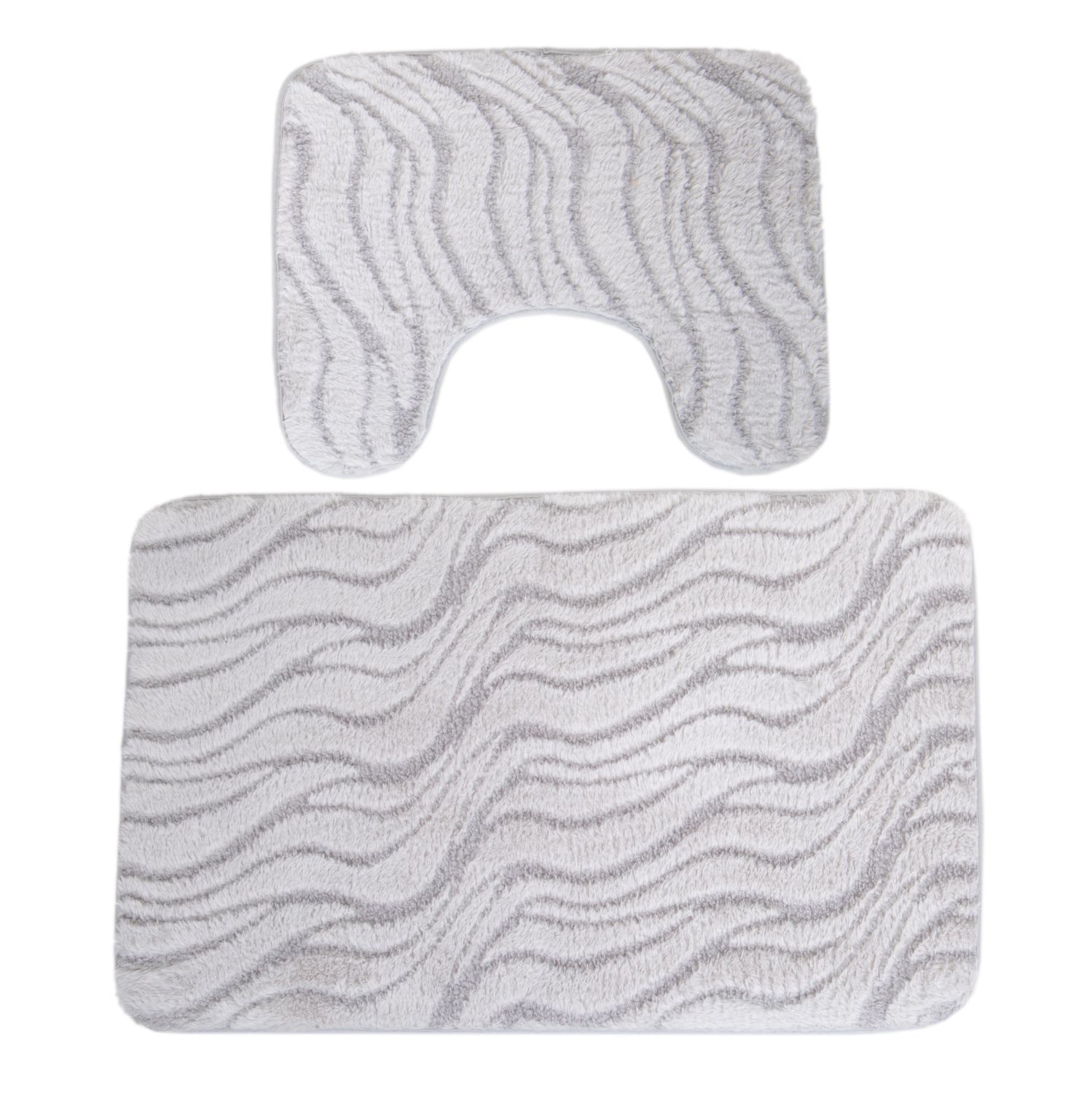 ALFOMBRA FELPUDA PARA BAÑO JUEGO DE 2 PZS - GRIS