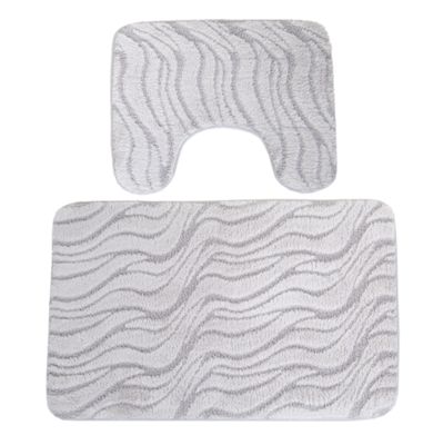ALFOMBRA FELPUDA PARA BAÑO JUEGO DE 2 PZS - GRIS