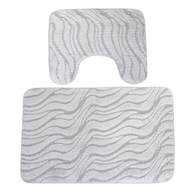 ALFOMBRA FELPUDA PARA BAÑO JUEGO DE 2 PZS - GRIS