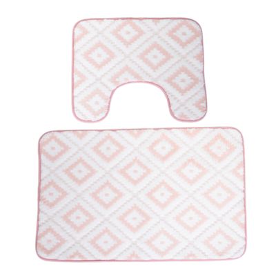 ALFOMBRA FELPUDA PARA BAÑO JUEGO DE 2 PZS - ROSA