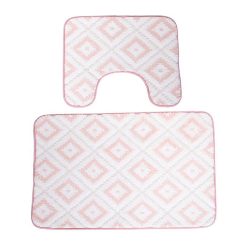 ALFOMBRA FELPUDA PARA BAÑO JUEGO DE 2 PZS - ROSA
